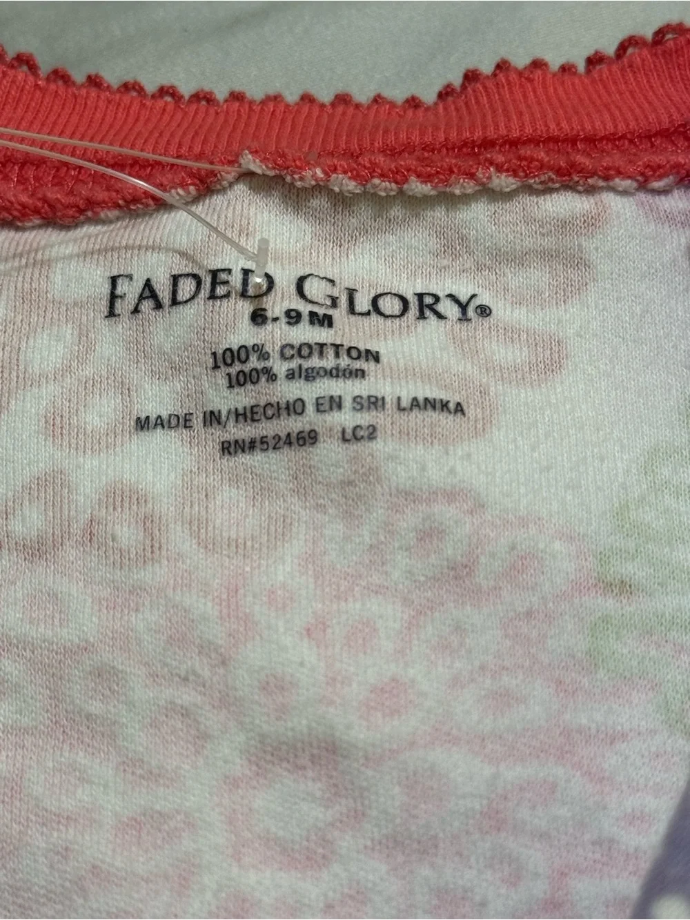 Faded Glory Floral Burst Footed Zip Sleeper Pajama Pink Green 6-9M